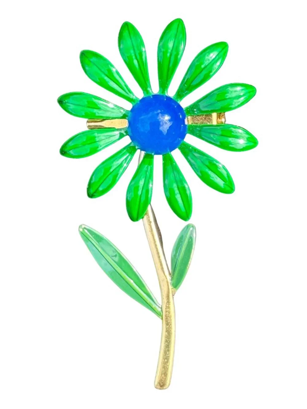 Vintage Dubarry Fifth Avenue Green Enamel Daisy Brooch & Clip Earring Set - Picture 3 of 5